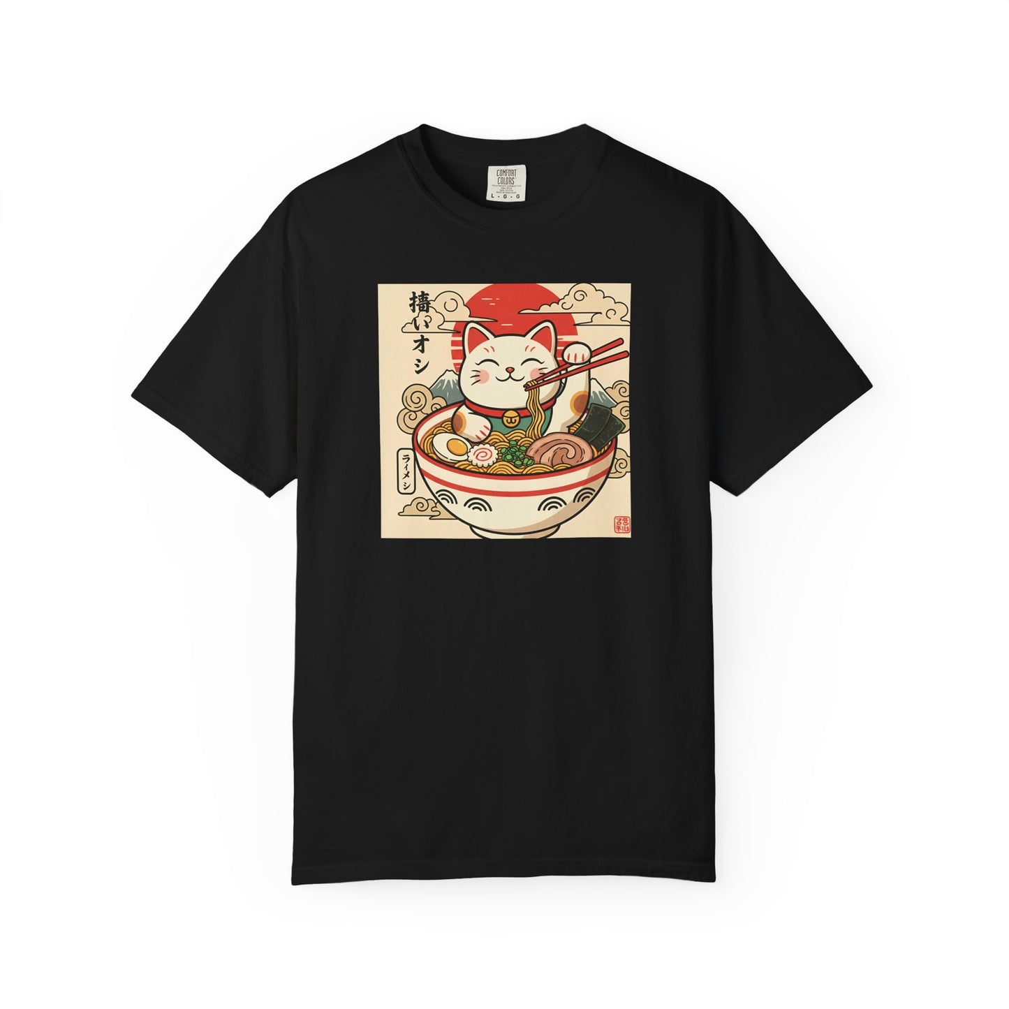 Maneki Neko Ramen Cat T-shirt | Lucky Cat Bowl Graphic Japanese Style