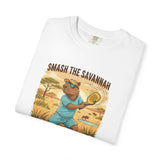 Smash the Savannah Capybara Pickleballer T-Shirt | Animal Sports Graphic Tee