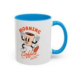 Morning Coffee Mug | Retro Cartoon Coffee Cup, Colorful Ceramic