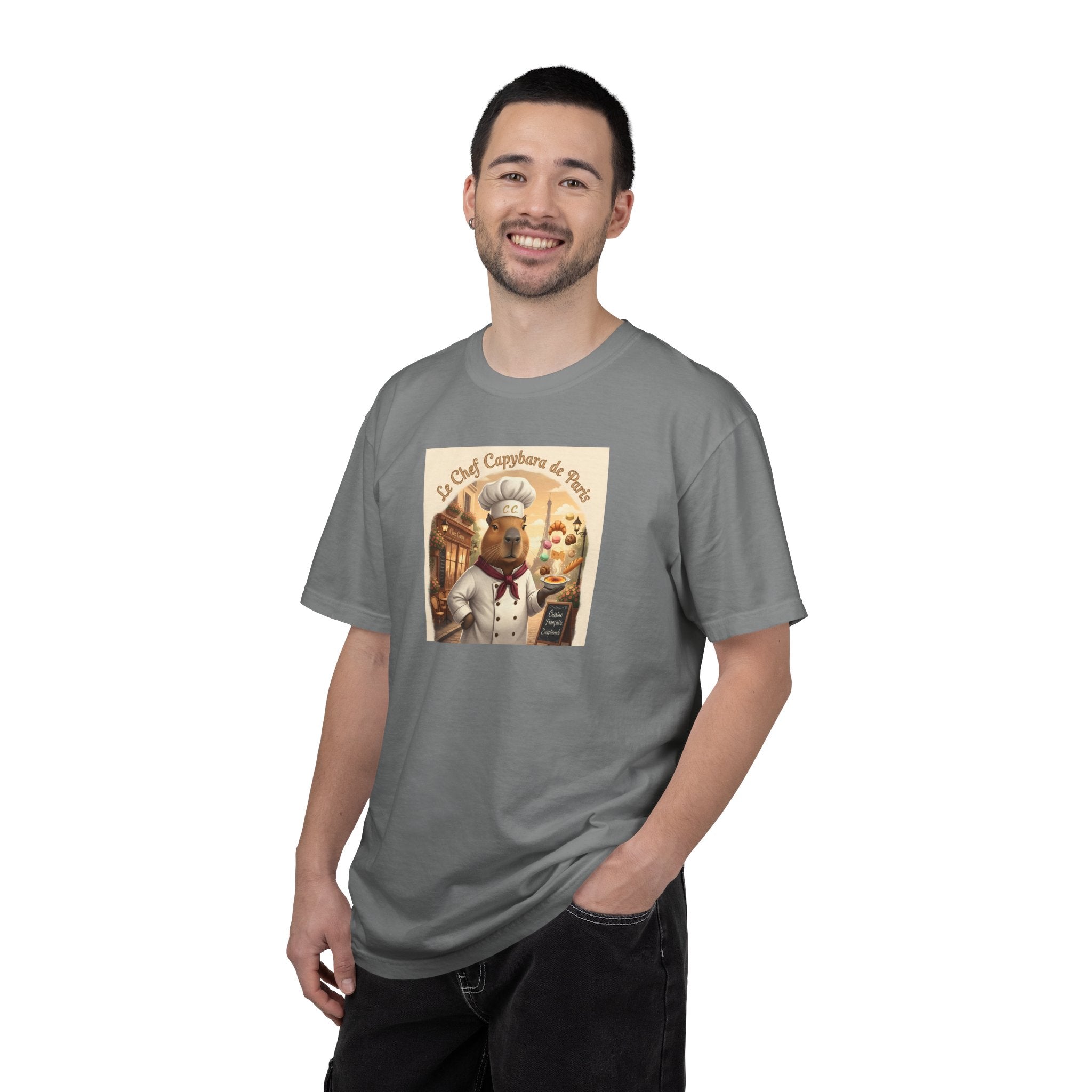 Vintage French Pâtissier Capybara Chef T-shirt | Bakery Illustration