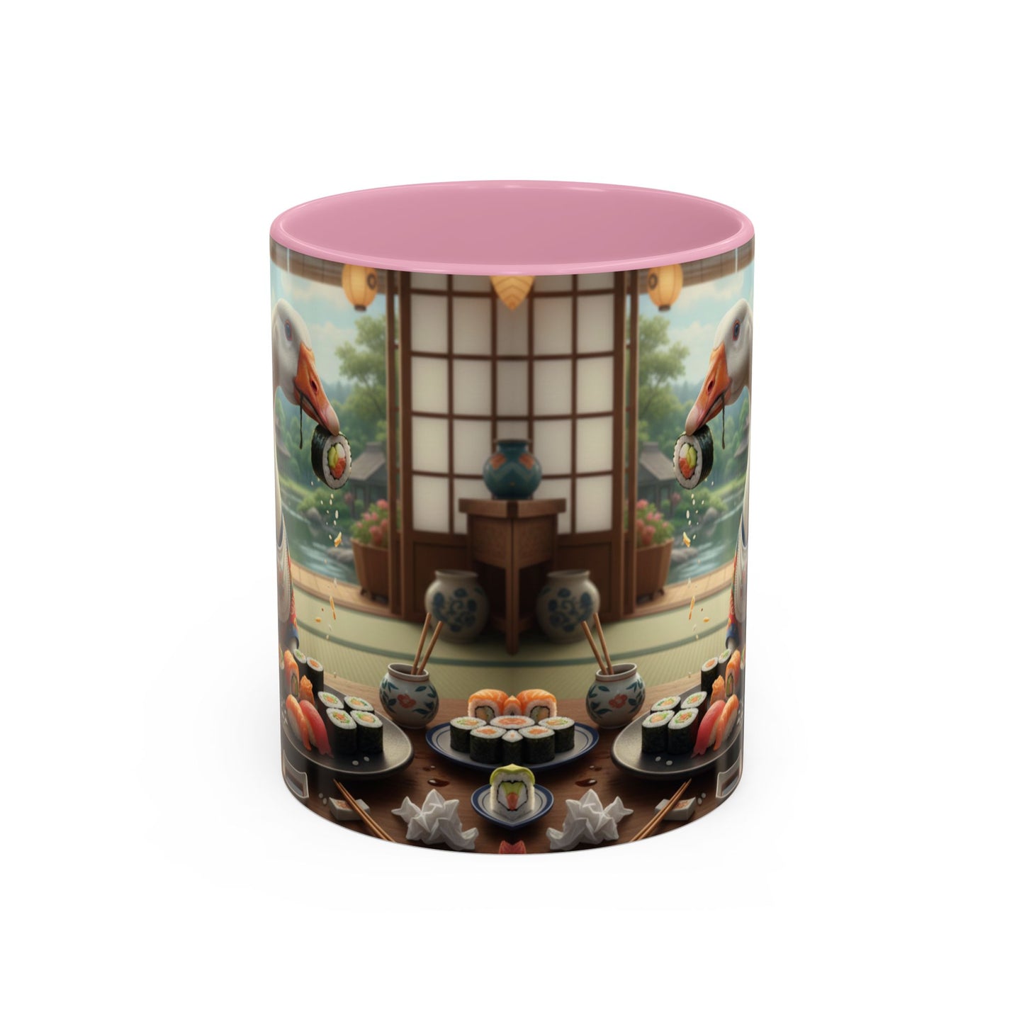 Goose with Sushi Mug | Japanese Tea Room Illustration