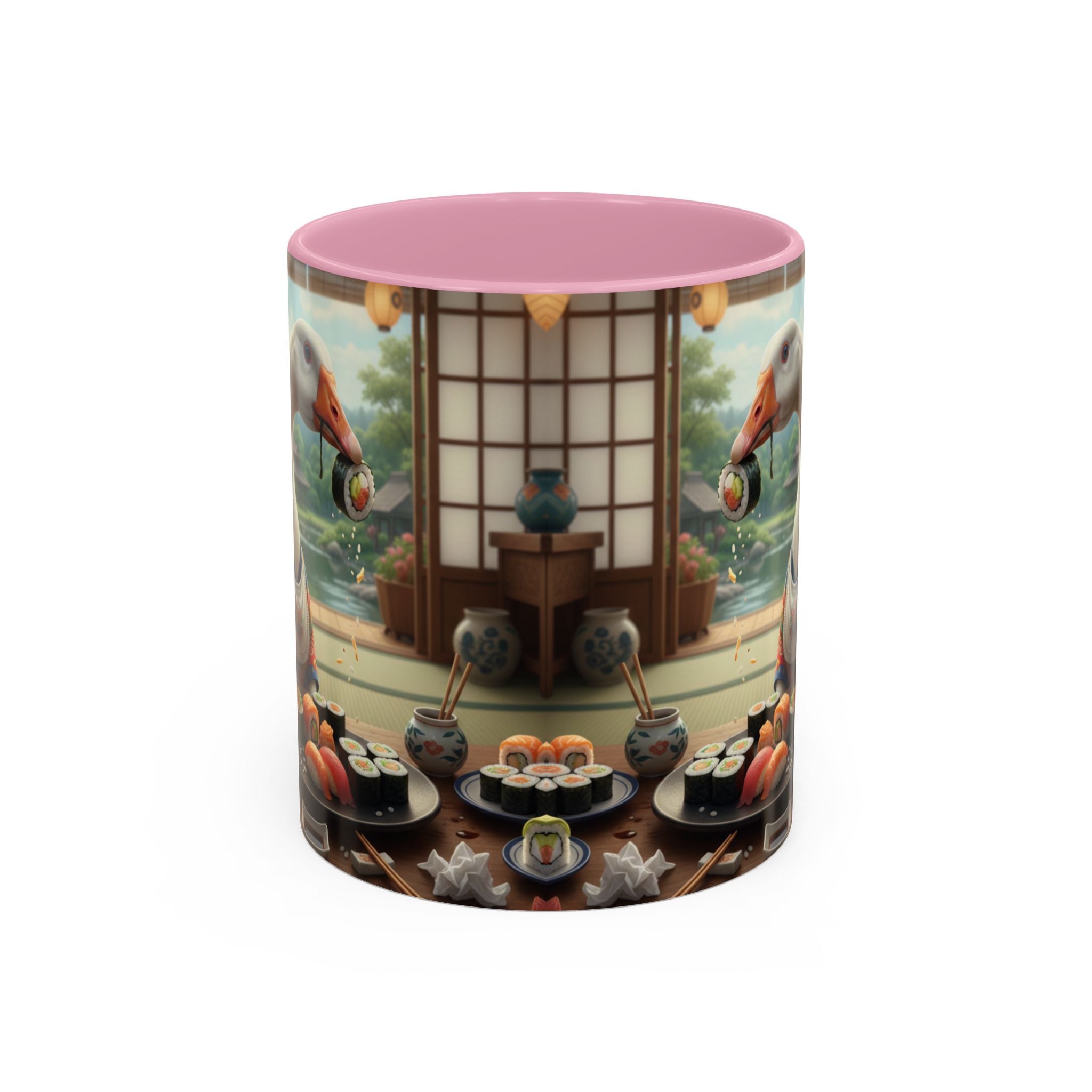 Goose with Sushi Mug | Japanese Tea Room Illustration