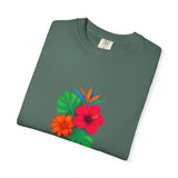 Tropical Hibiscus Floral Tee | Monstera Leaves, Bird of Paradise