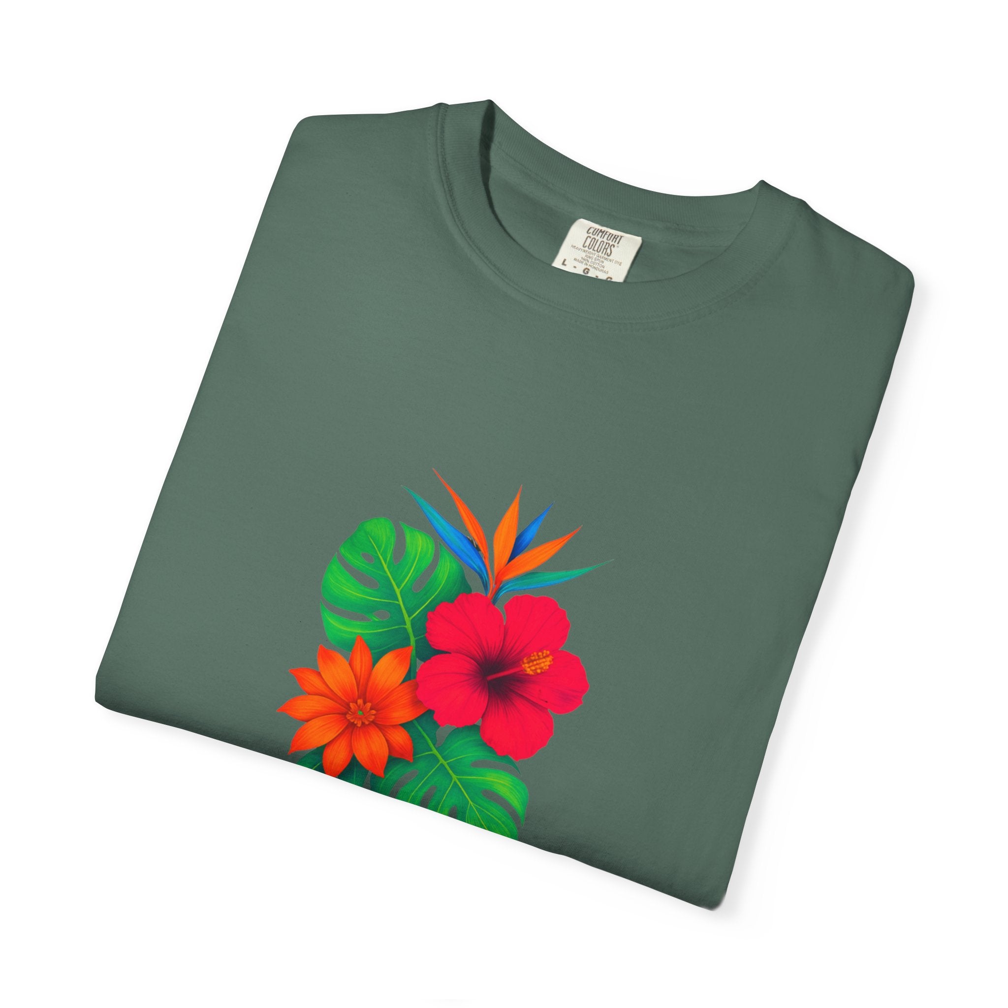 Tropical Hibiscus Floral Tee | Monstera Leaves, Bird of Paradise