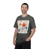 Hand-drawn Watercolor Floral Doodles T-shirt | Linocut & Embroidery Texture