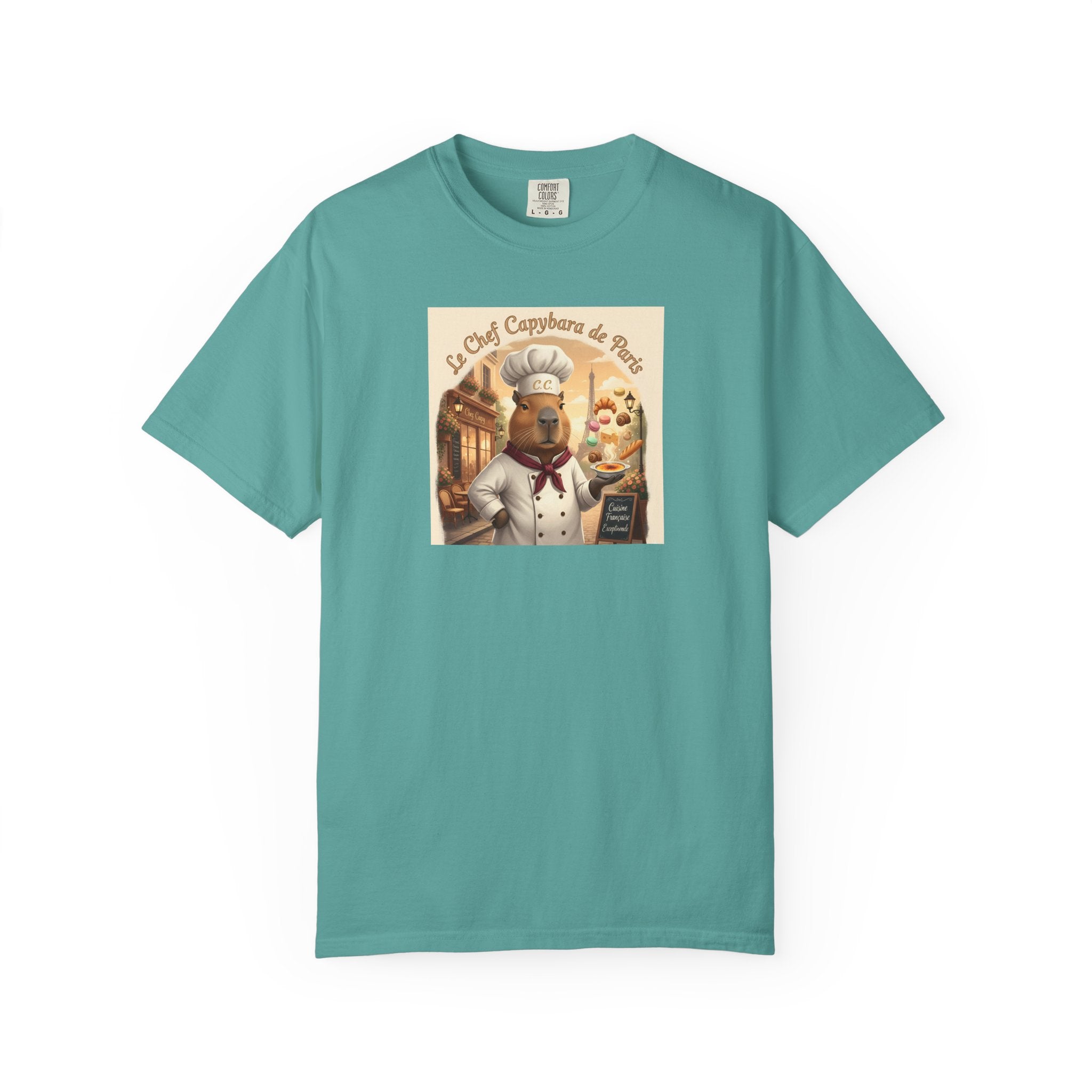 Vintage French Pâtissier Capybara Chef T-shirt | Bakery Illustration