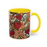 Vintage Cherry Strawberry Pattern Accent Mug | 11oz 15oz