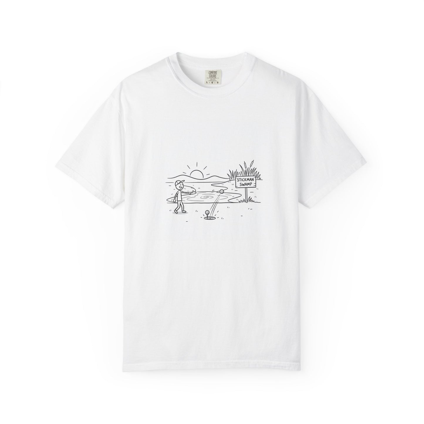 Stickman Golfer Illustration T-shirt | Golf Swing Minimalist Humor