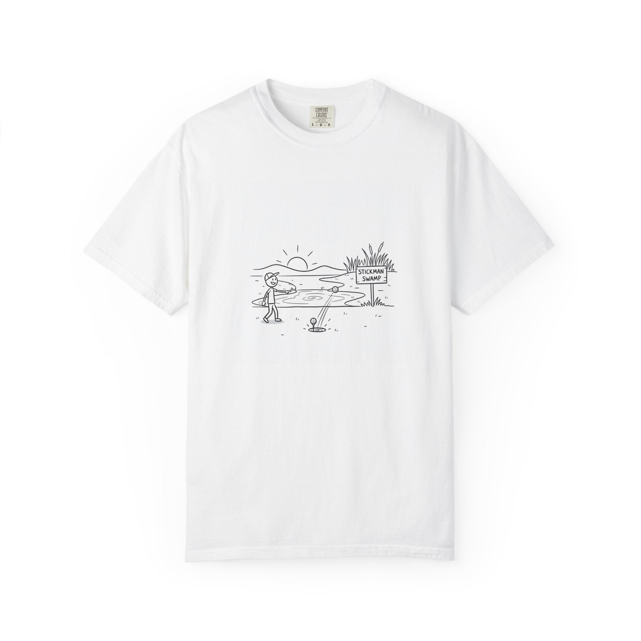 Stickman Golfer Illustration T-shirt | Golf Swing Minimalist Humor