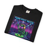 Purr-fect Beats Rave Feline DJ cat T-shirt | Neon EDM club design