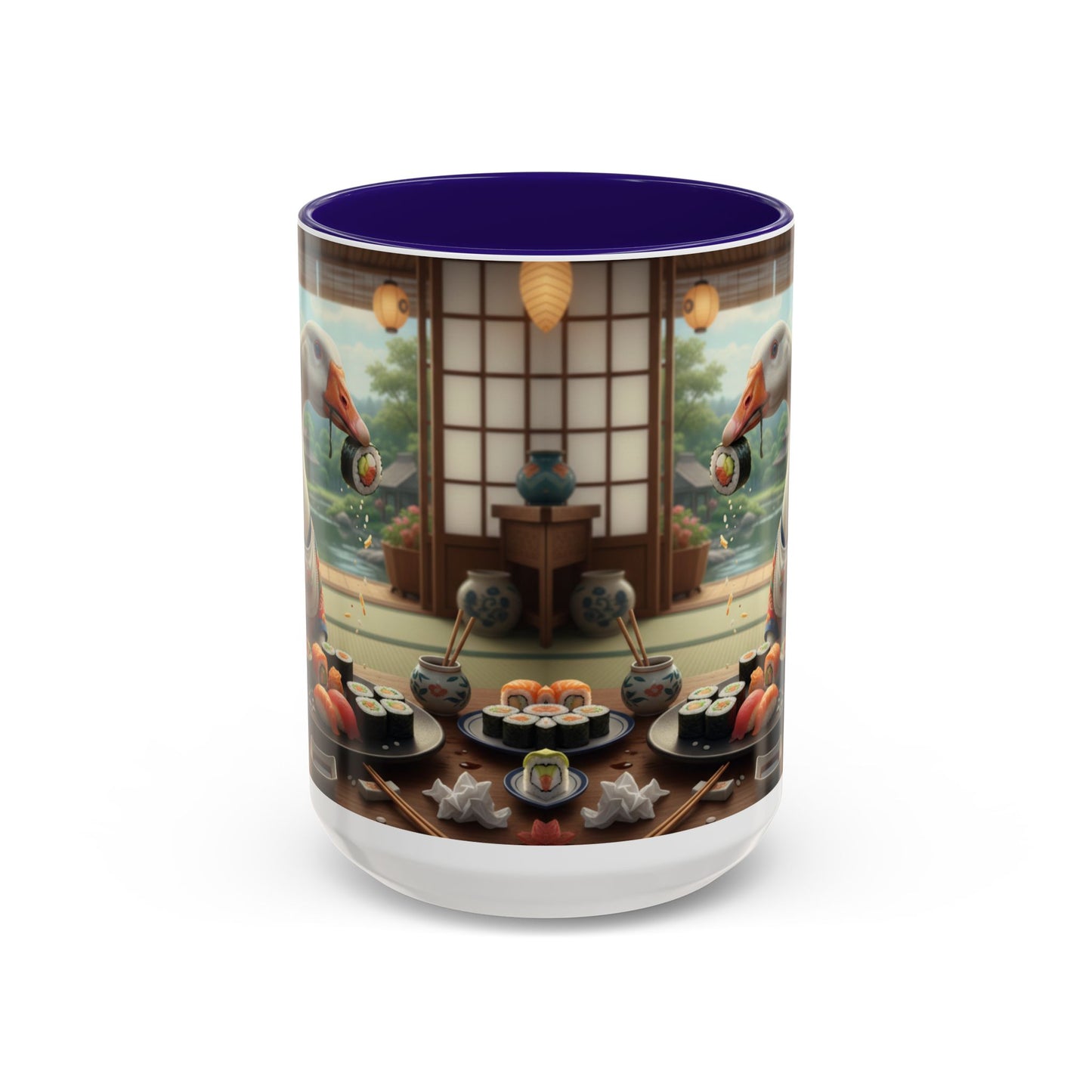 Goose with Sushi Mug | Japanese Tea Room Illustration