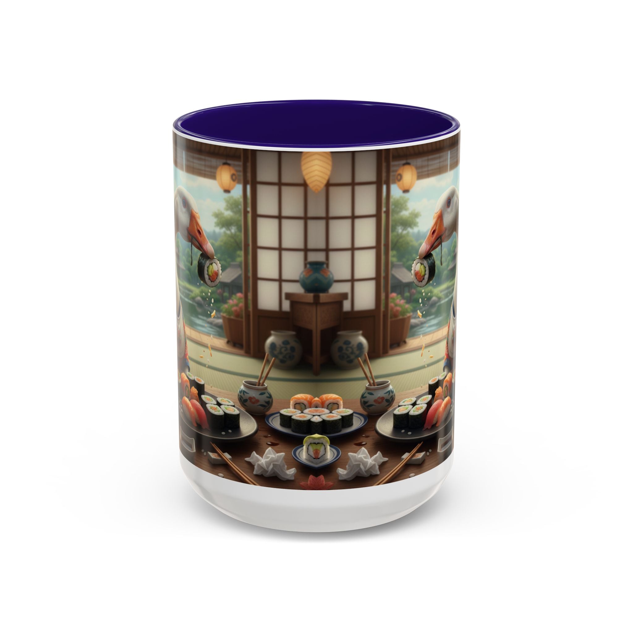 Goose with Sushi Mug | Japanese Tea Room Illustration