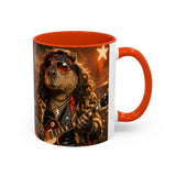 Rockstar Capybara with Guitar Mug | Color Accent Coffee Cup 11oz 15oz