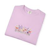 Wildflower Meadow watercolor floral design T-shirt | botanical garden tee