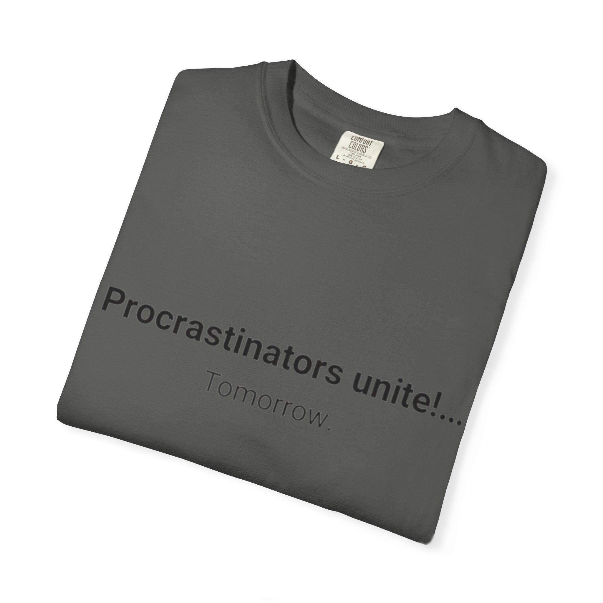 Procrastinators Unite... Tomorrow T-shirt | Funny Text Tee
