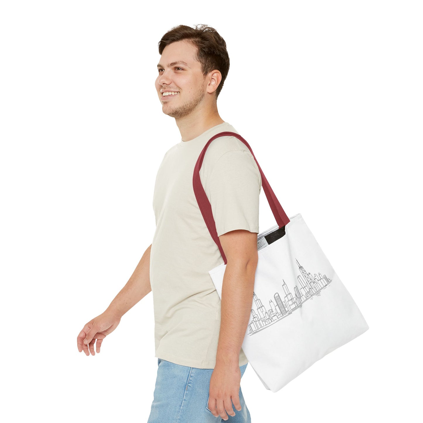 Chicago line art, City Skyline Tote Bag | Urban Skyline Illustration