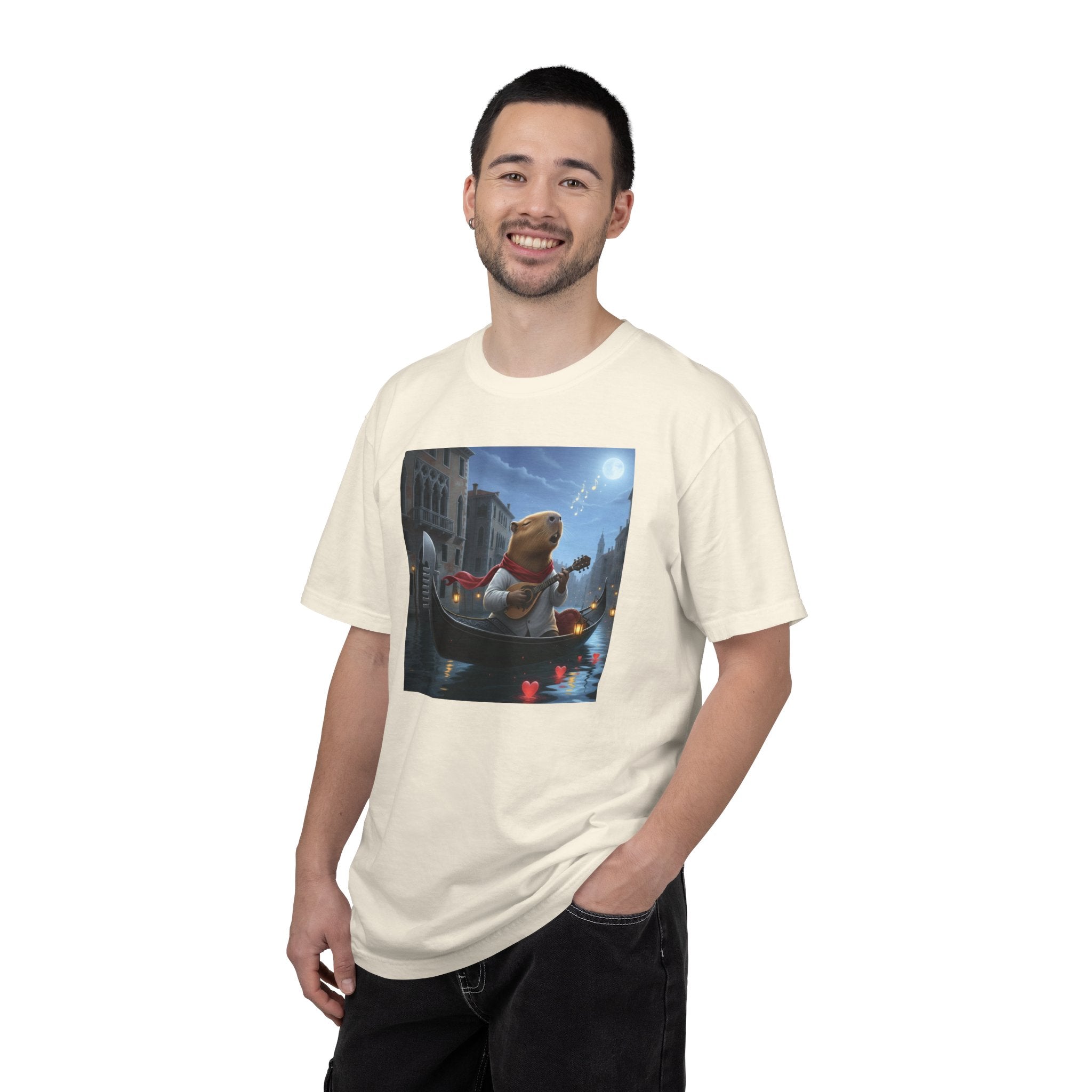 Capybara Gondolier Venice Night T-shirt | Romantic Venetian Canal Illustration