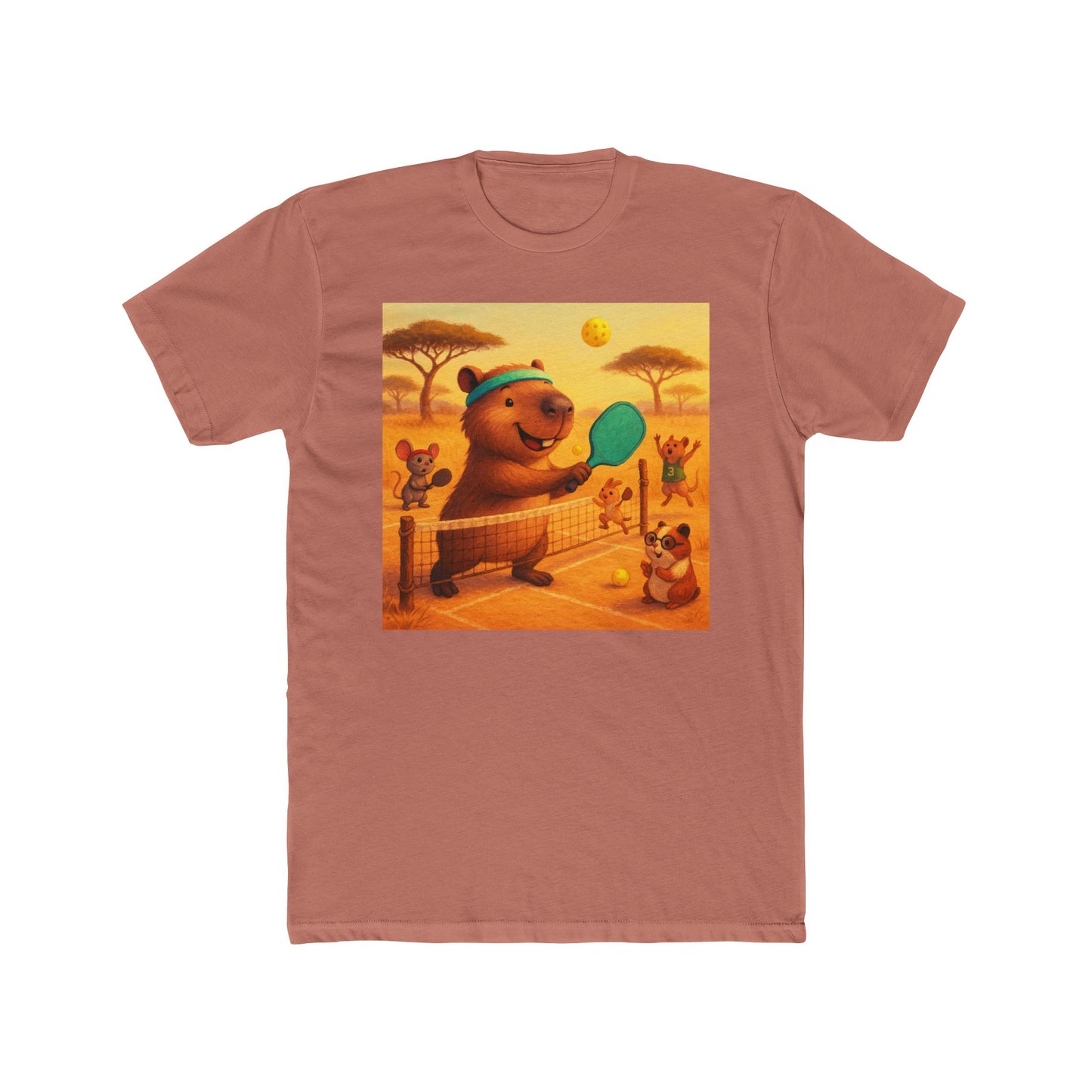 Capybara Playing Pickleball T-Shirt | Retro Sports Animal Illustration