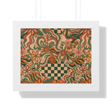 Retro Floral Checkerboard Poster