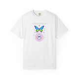 Cyber Dream Butterfly T-shirt | Retro Neon Circle Graphic