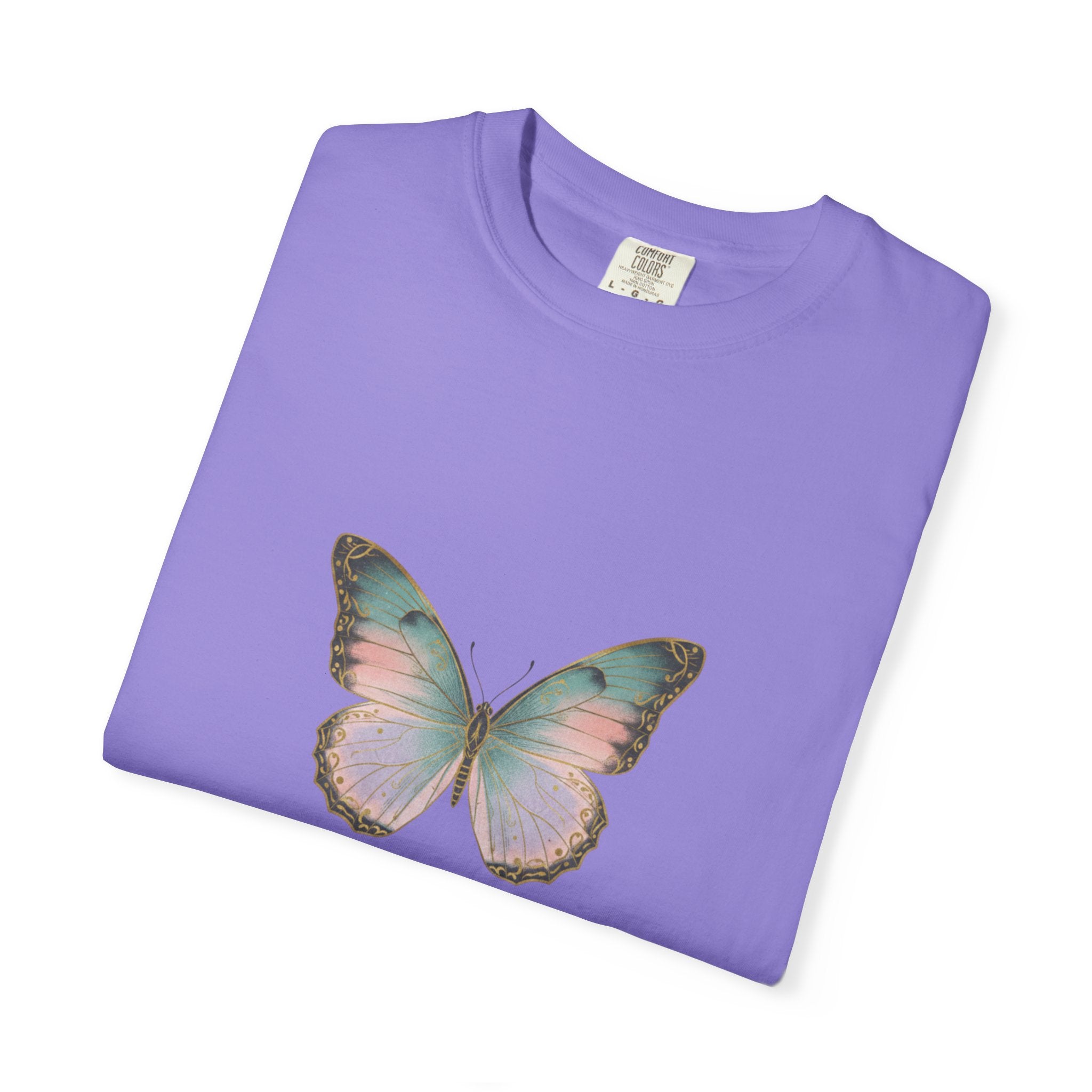 Retro 70s Vacation Butterfly T-shirt | Distressed Orange Teal Wings