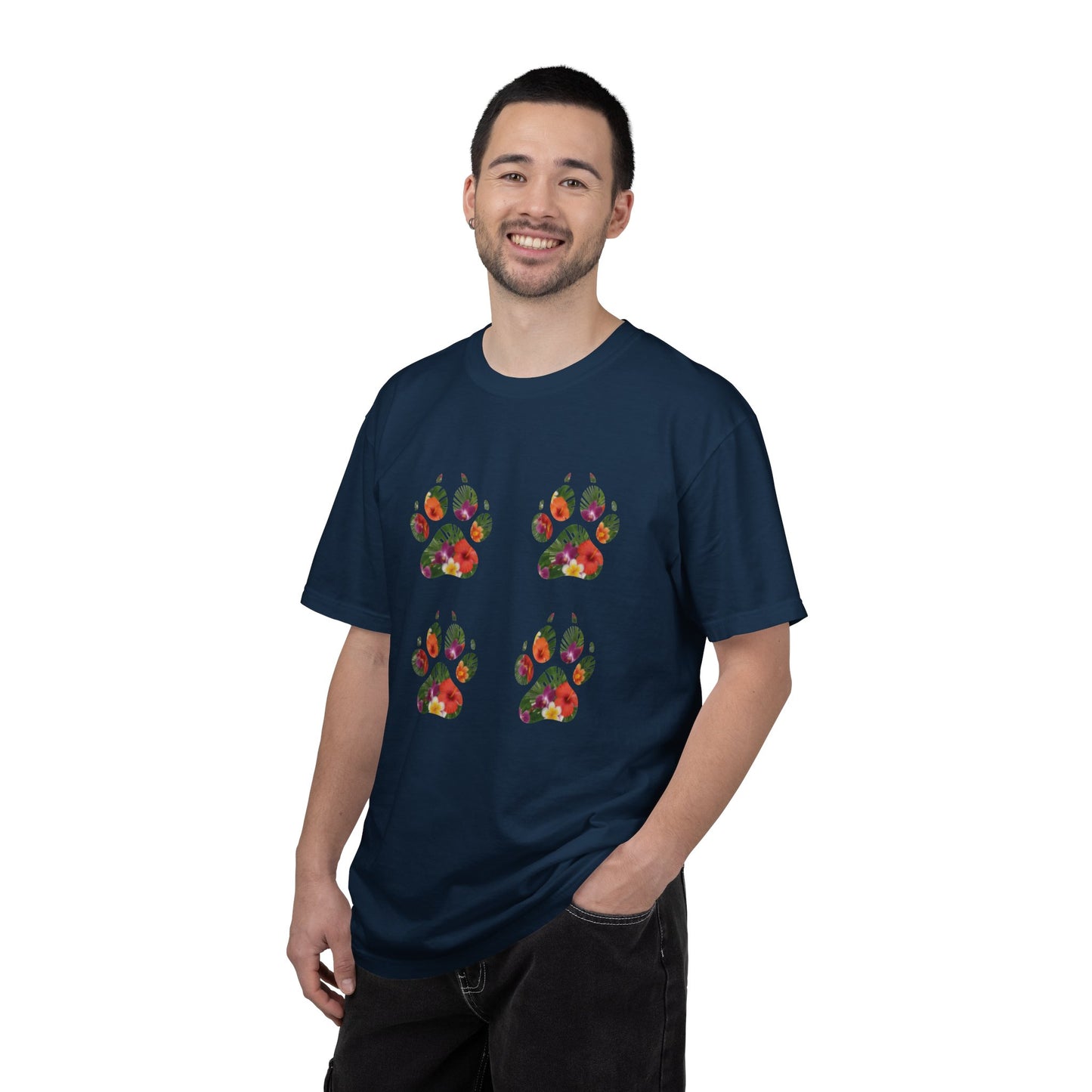 Floral Puppy Paws T-shirt | Dog Lover Tee