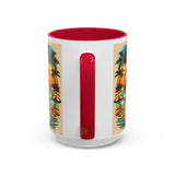 Surfing Bigfoot Mug | Retro Beach Sunset Bigfoot Wave Coffee Cup