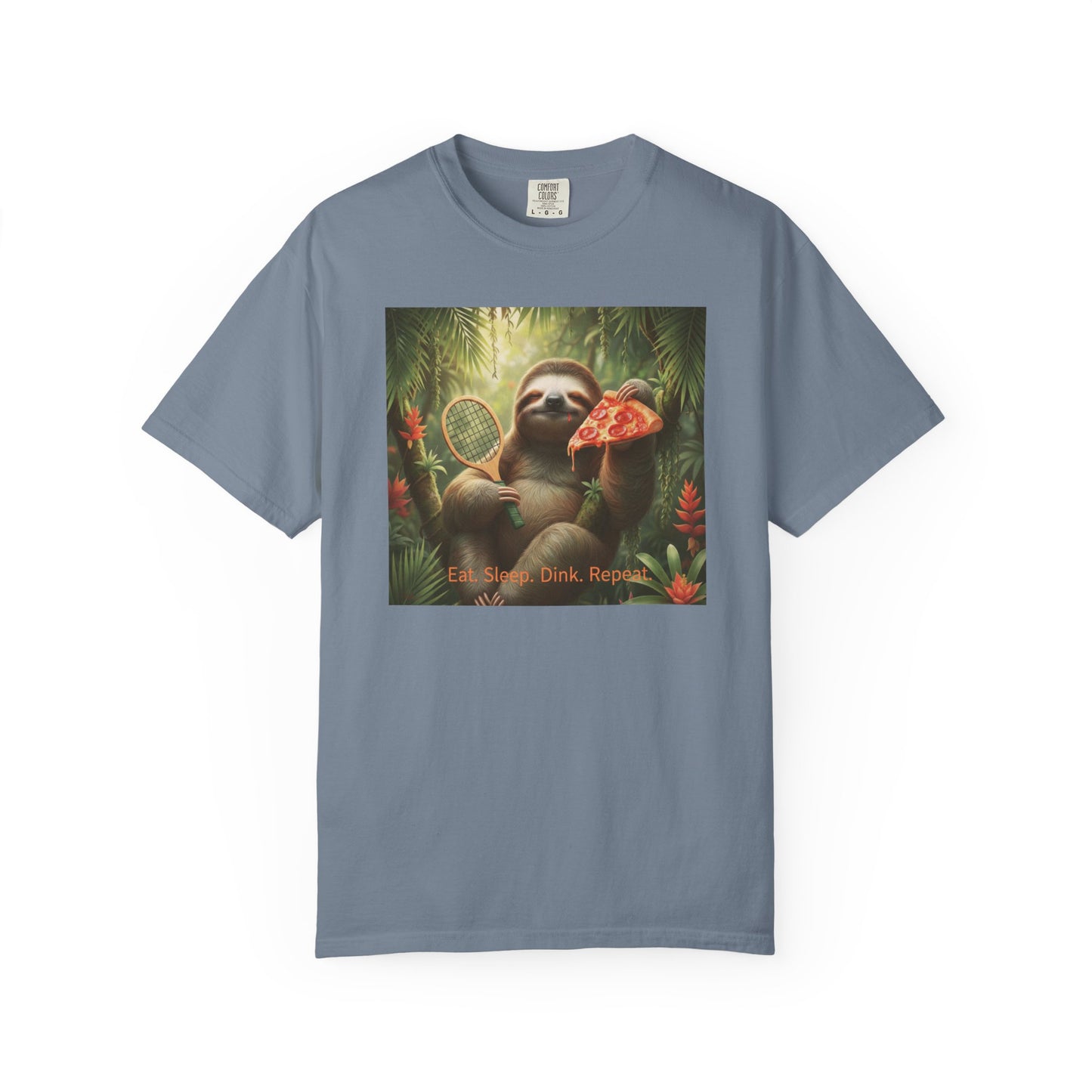 Sloth with Pizza and Pickleball Racket T-shirt | Eat Sleep Drink Repeat