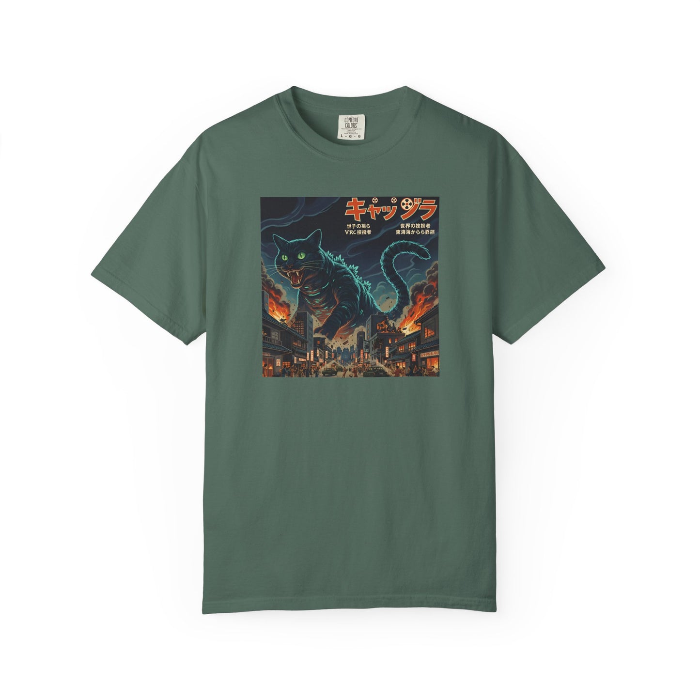 Giant Neon Cat Rampage T-Shirt | Retro City Kaiju Artwork