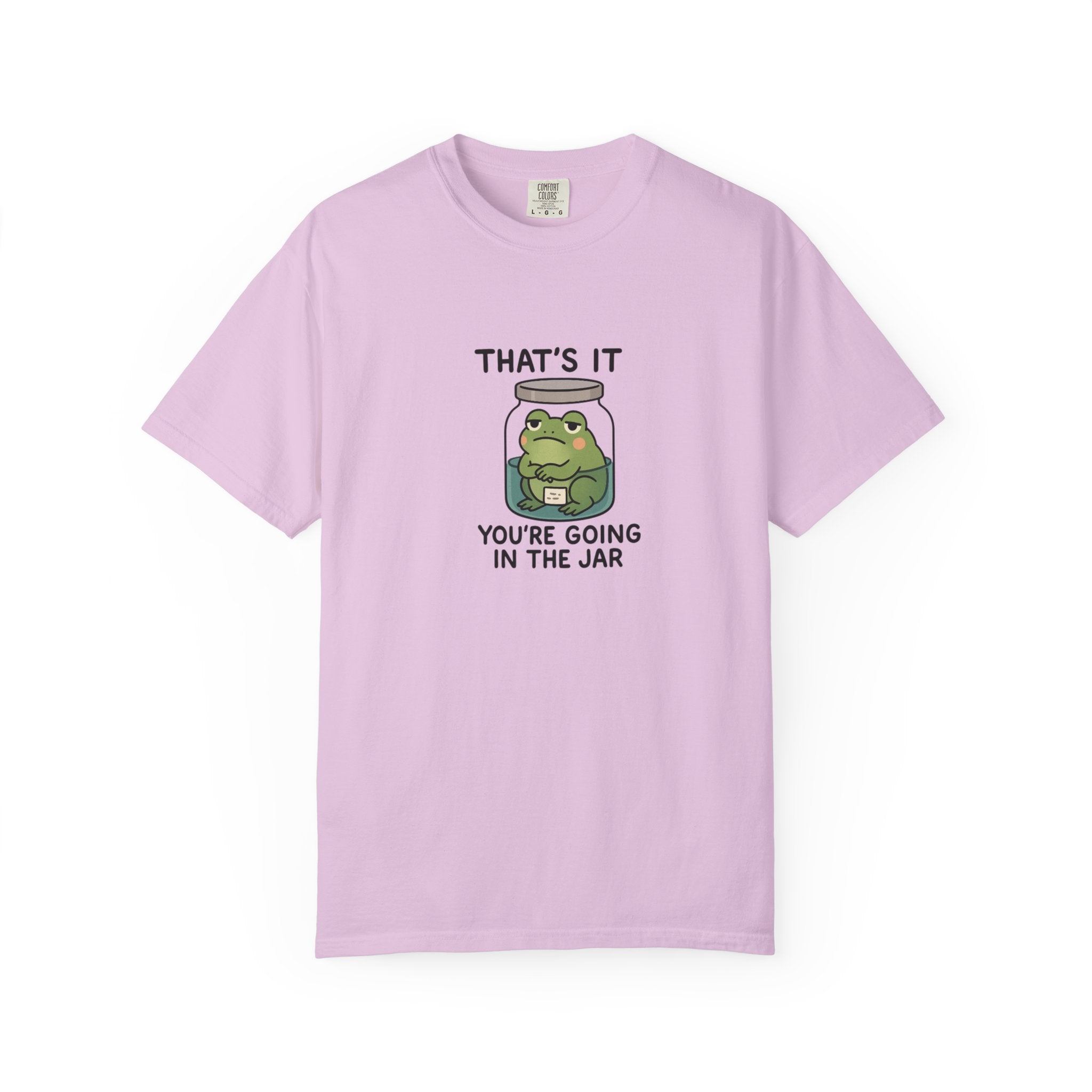 Glass Jar Frog Illustration T-shirt | Frog in Water Jar