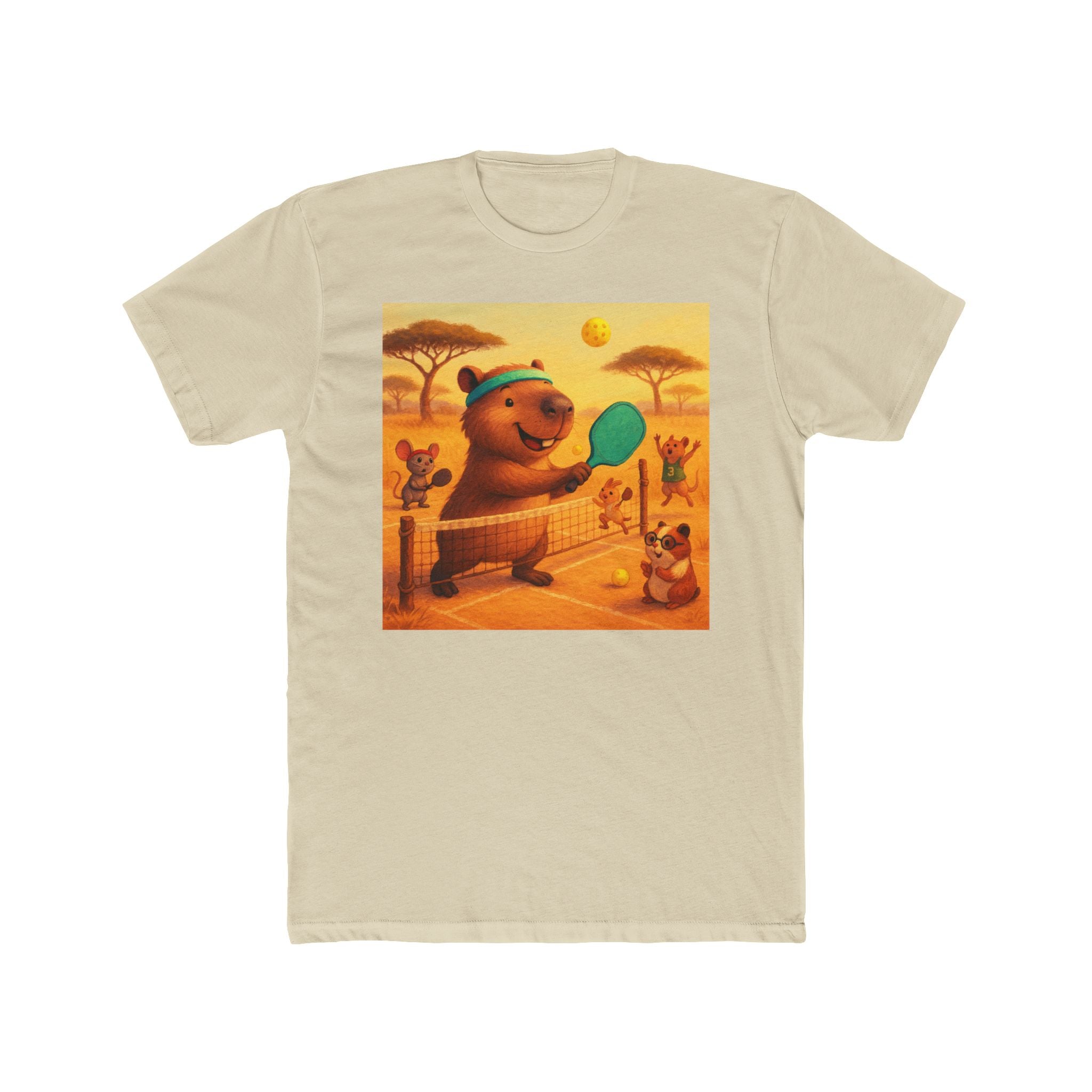 Capybara Playing Pickleball T-Shirt | Retro Sports Animal Illustration