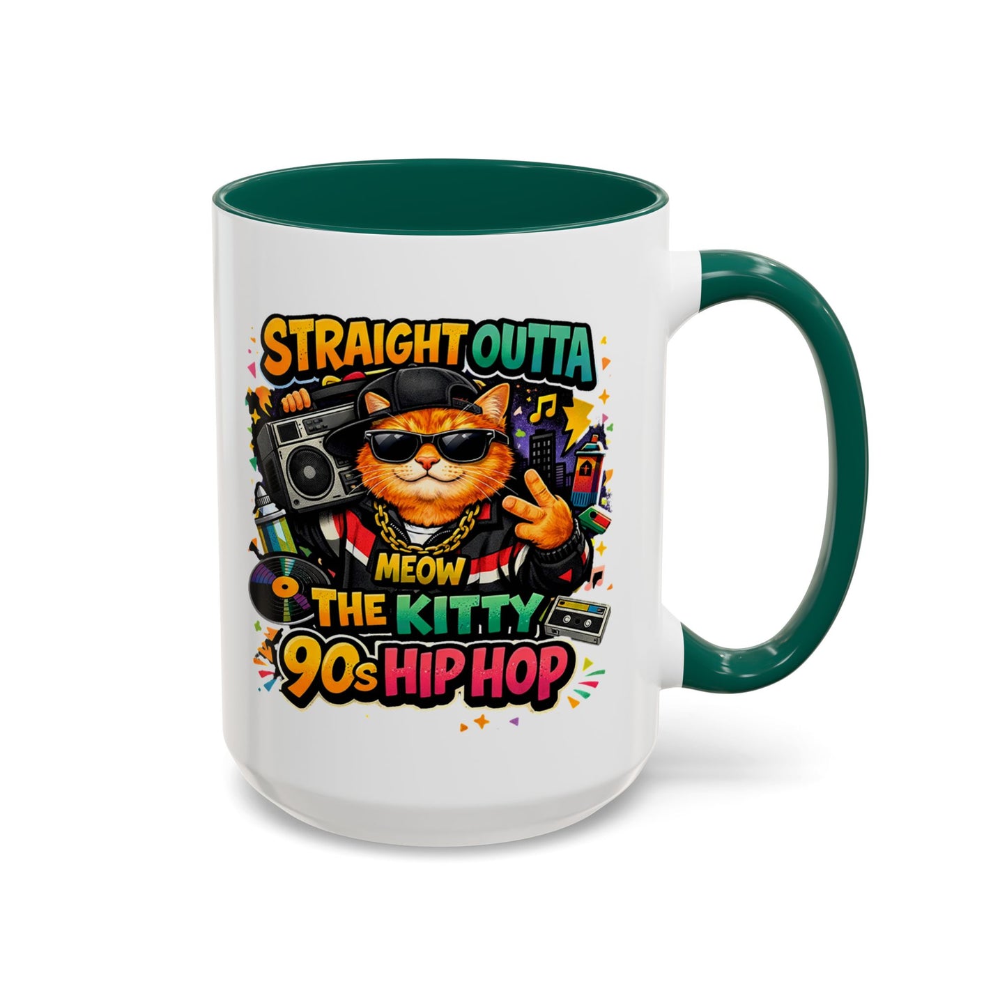 Straight Outta Meow The Kitty 90s Hip Hop Mug | Color Accent