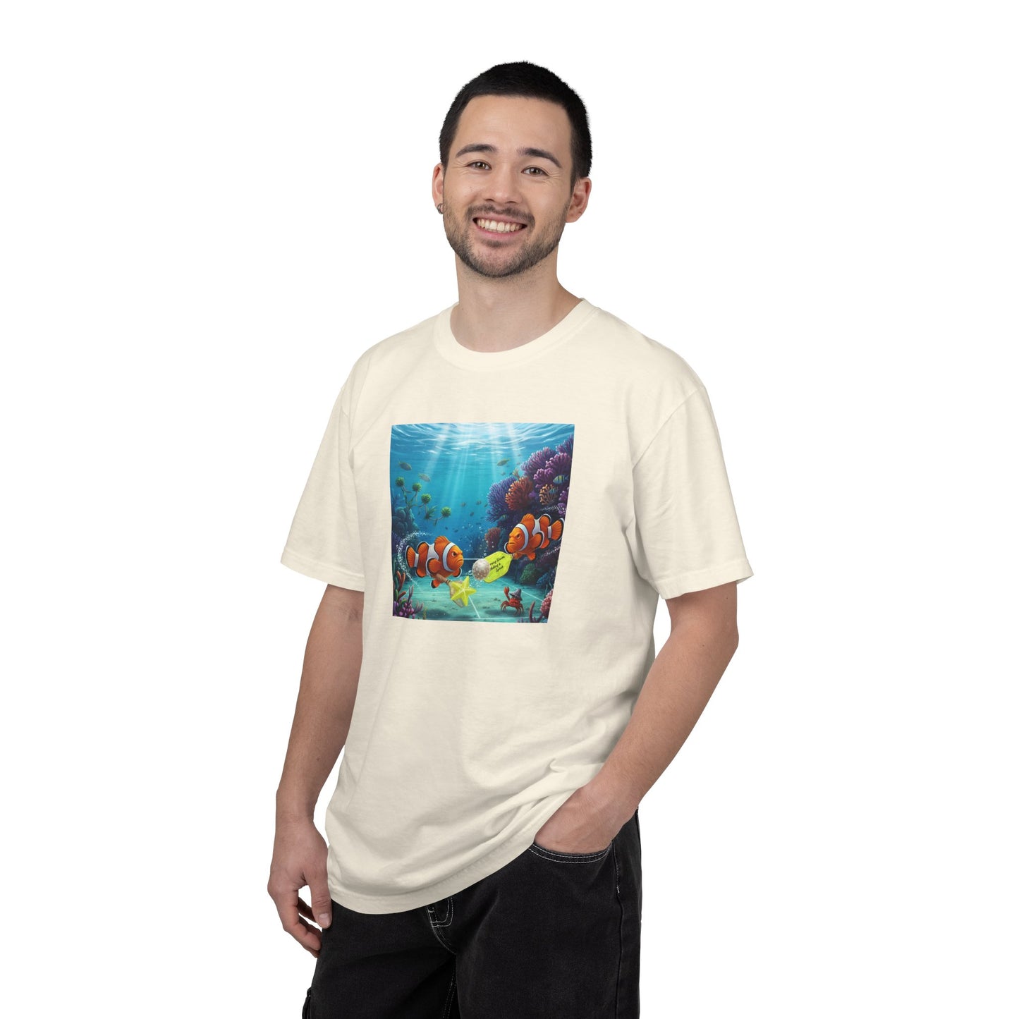 Clownfish Reef Scene T-shirt | Underwater Coral Ocean Illustration