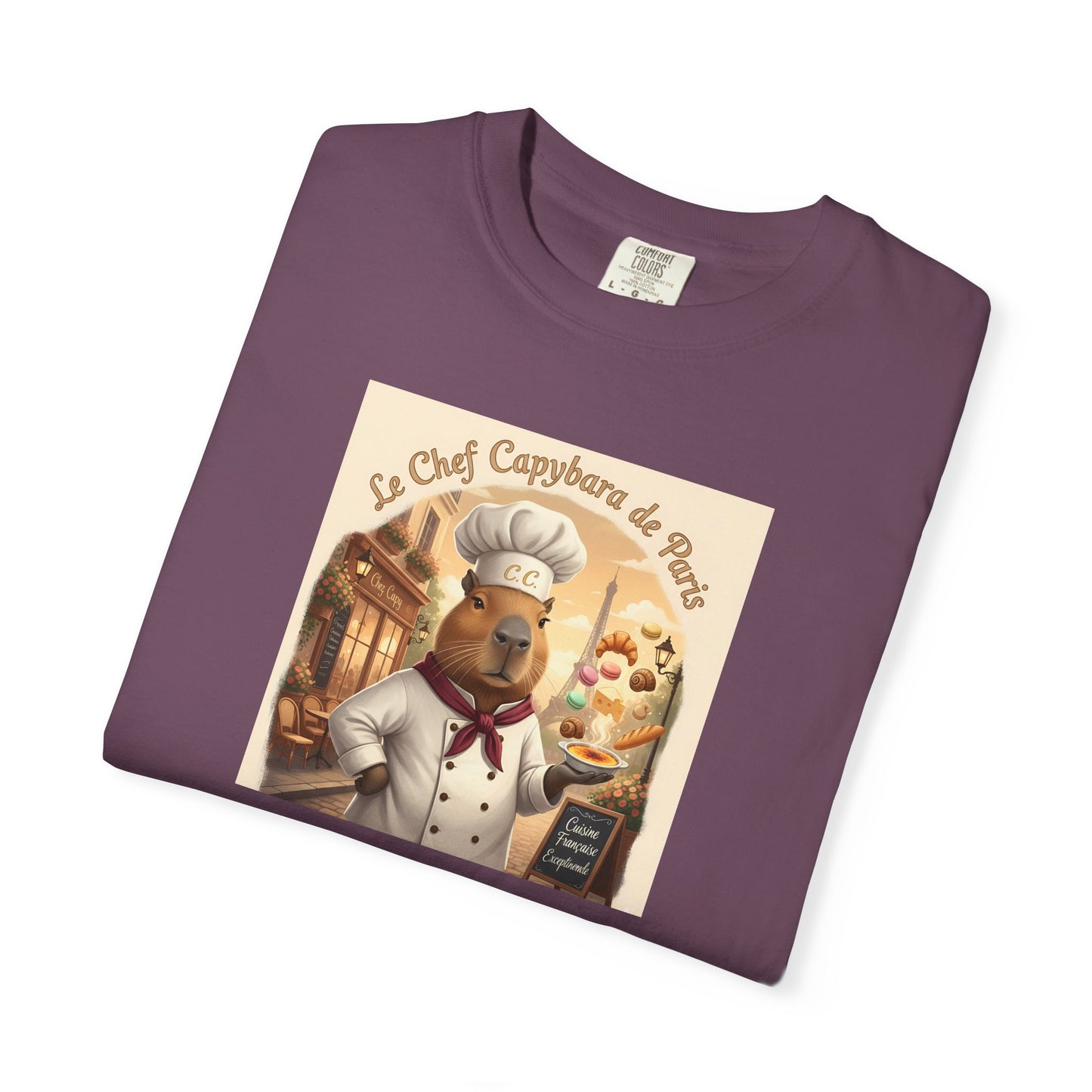 Vintage French Pâtissier Capybara Chef T-shirt | Bakery Illustration