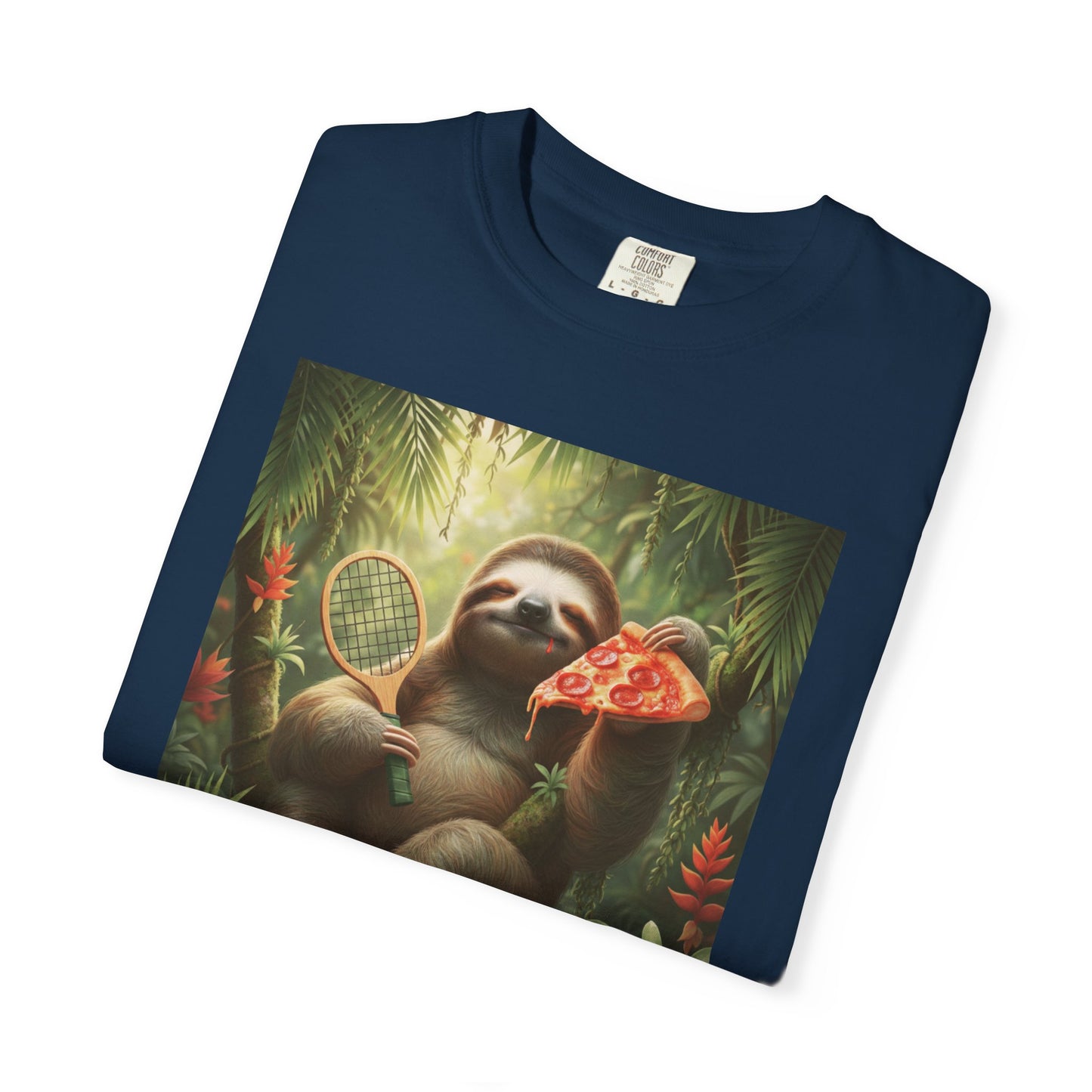 Sloth with Pizza and Pickleball Racket T-shirt | Eat Sleep Drink Repeat