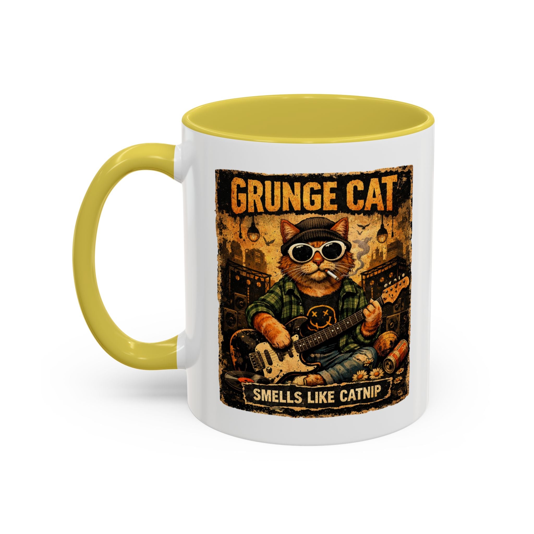 Grunge Cat Smells Like Catnip Mug | Ceramic Coffee Cup
