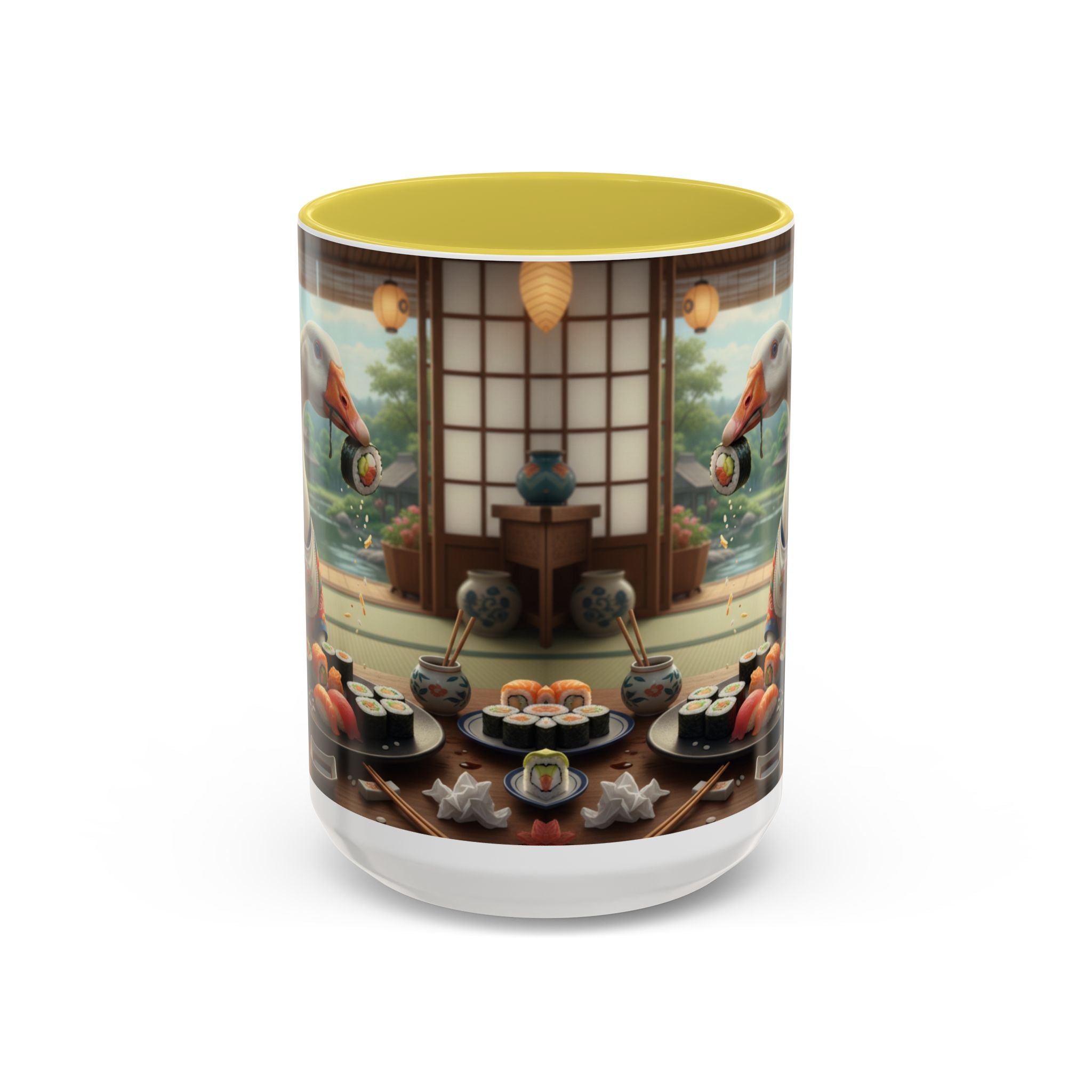 Goose with Sushi Mug | Japanese Tea Room Illustration