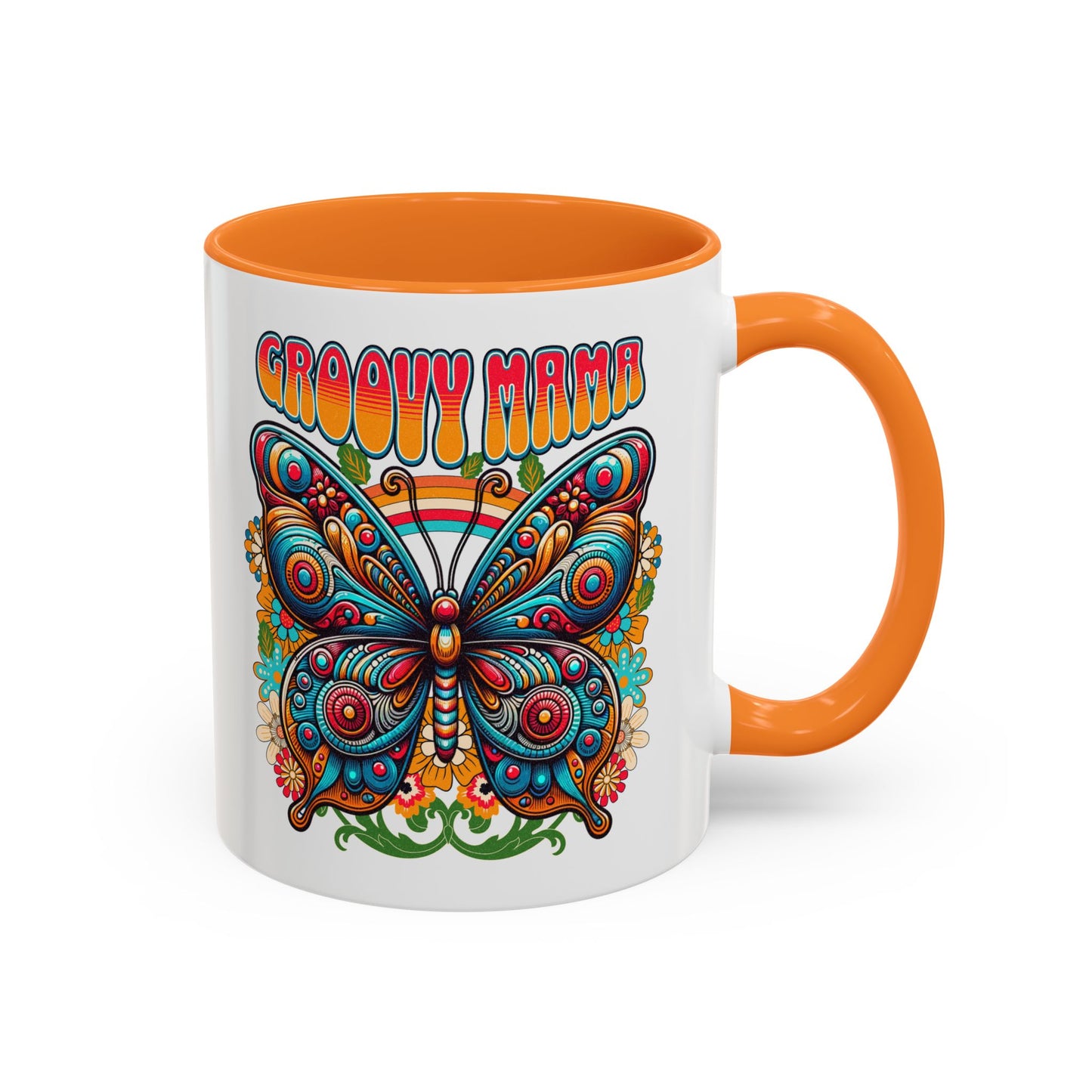 Groovy Mama Butterfly Mug | Retro Psychedelic Floral Design