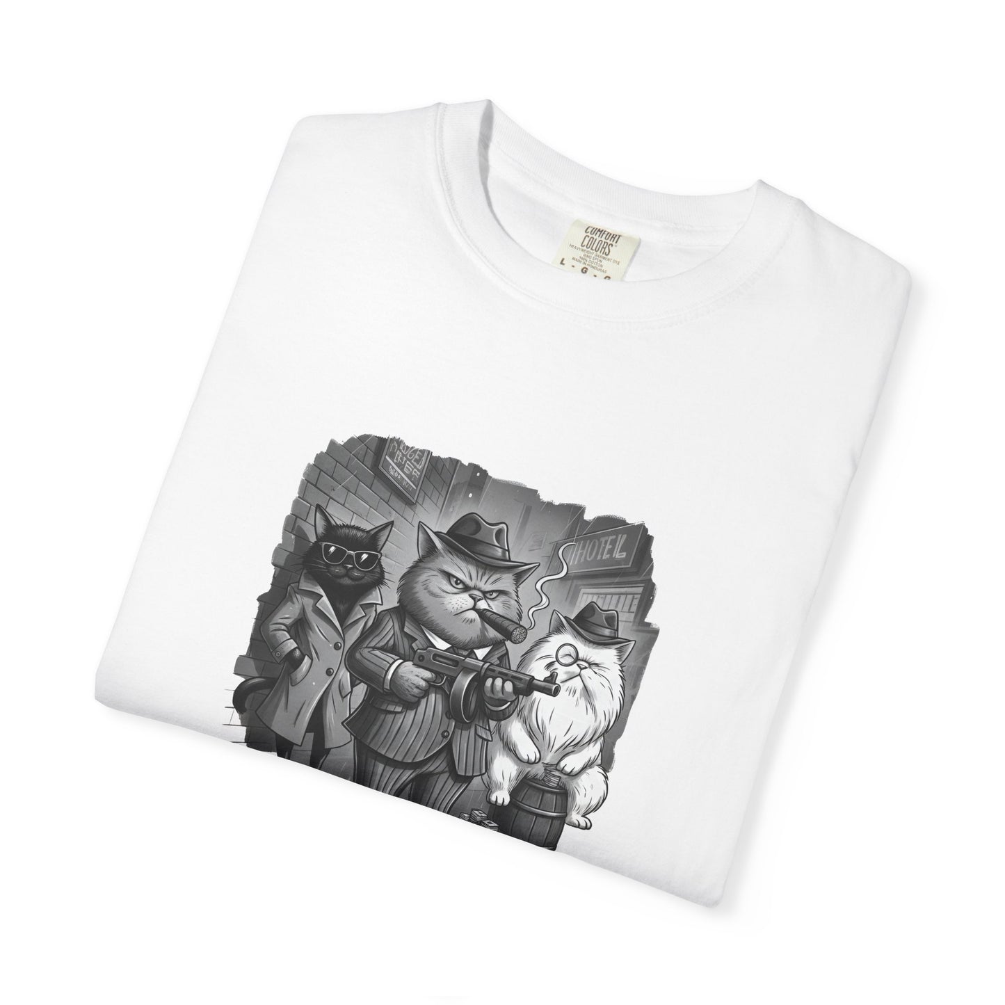 Noir Mob Cats T-Shirt | Gangster Cat Illustration, Vintage 1920s Style