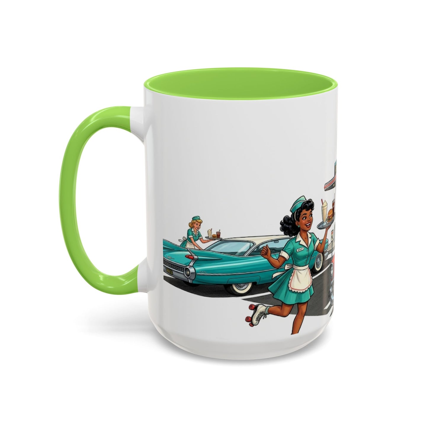 1950s Diner Scene Mug | Retro Car Hop Coffee Cup