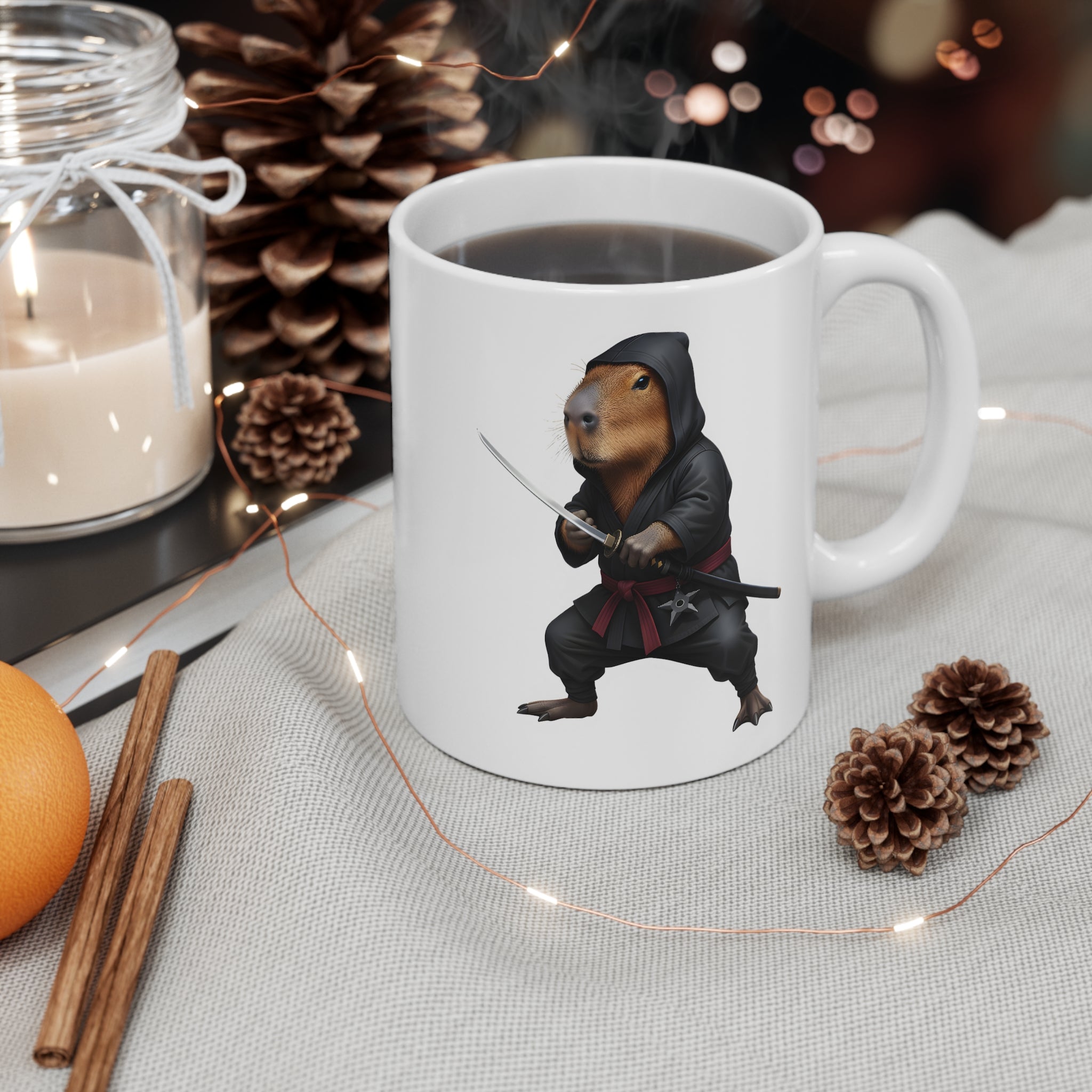 Capybara Ninja Samurai Mug | Japanese Rodent Illustration