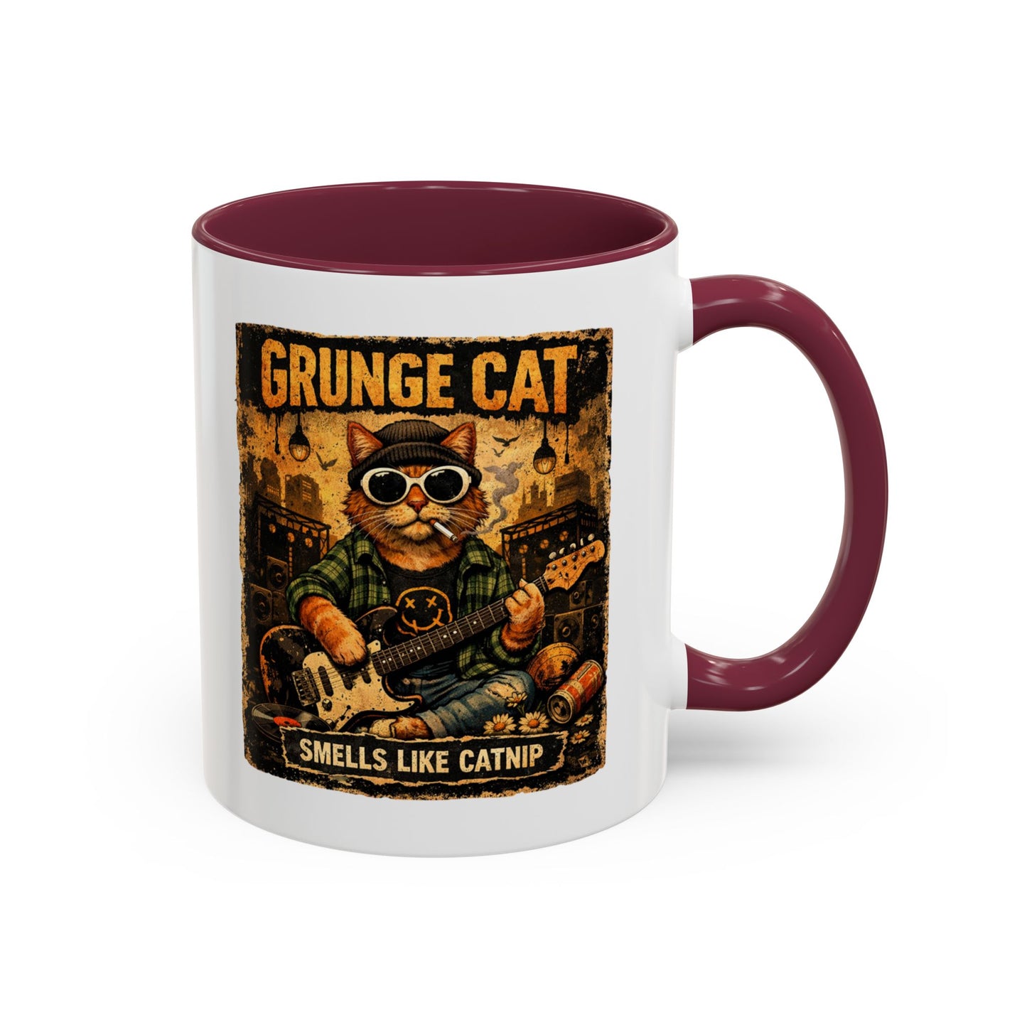 Grunge Cat Smells Like Catnip Mug | Ceramic Coffee Cup