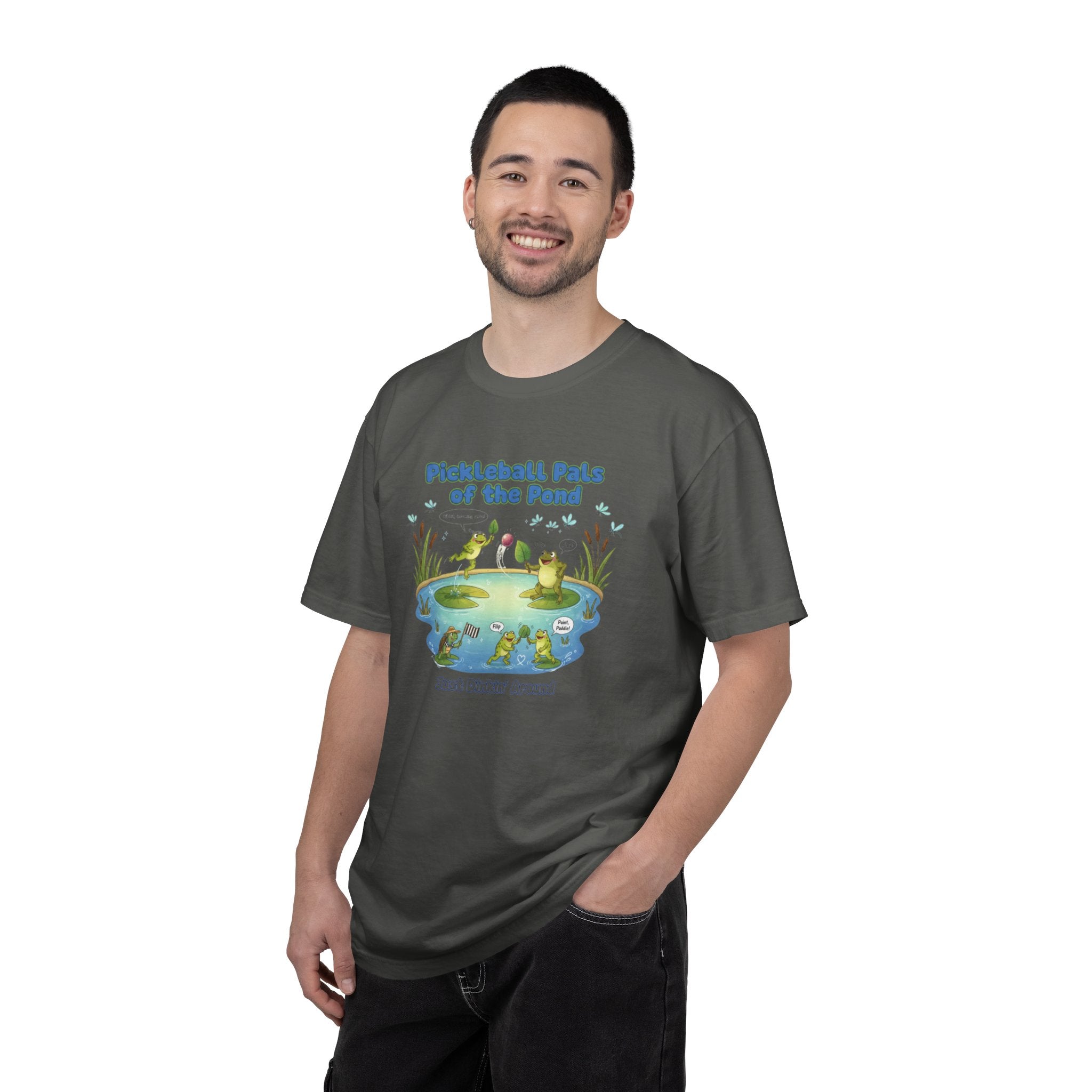 Pickleball Pals of the Pond T-Shirt | Cute Frog Pond Illustration
