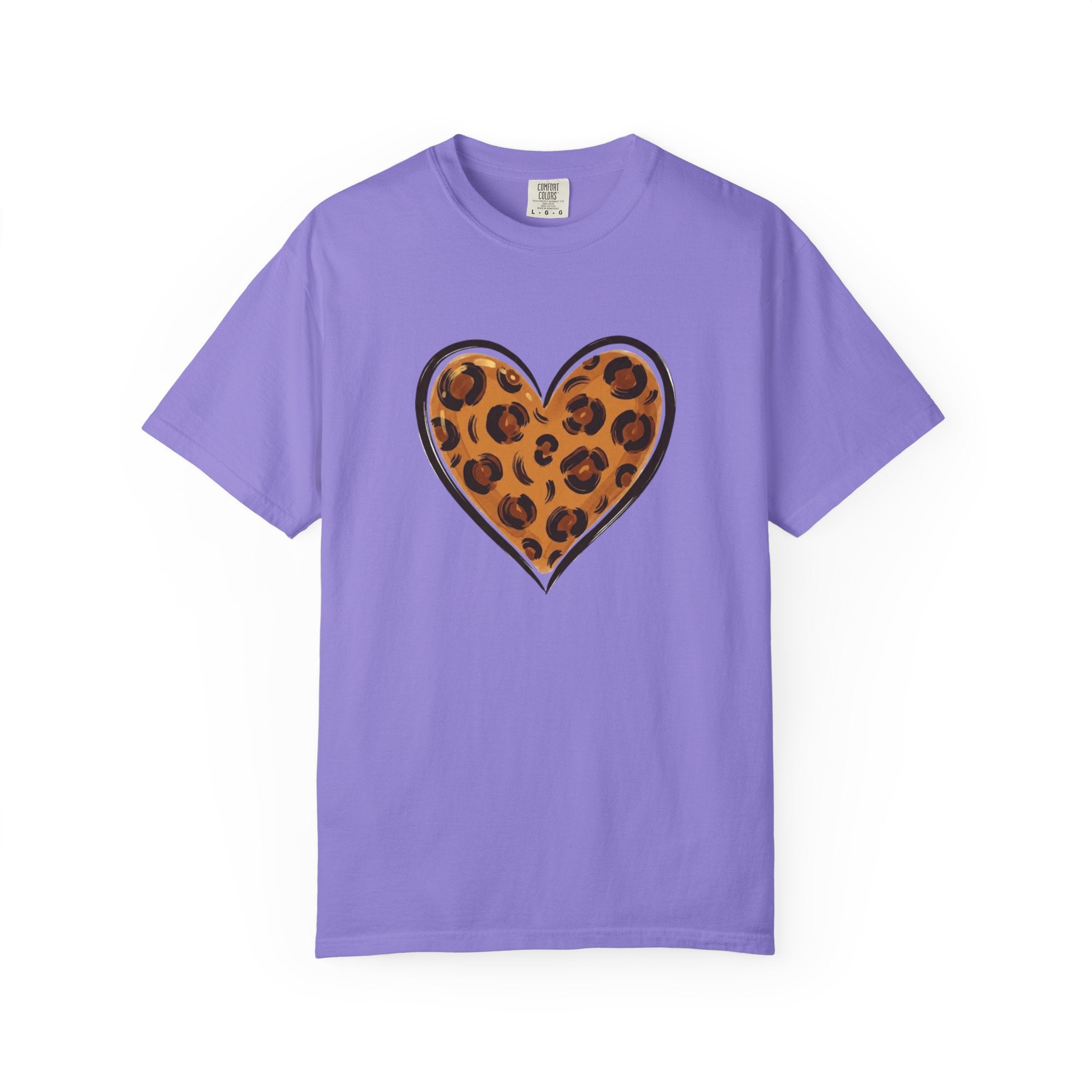 Leopard Print Heart T-shirt | Animal Print Heart Tee
