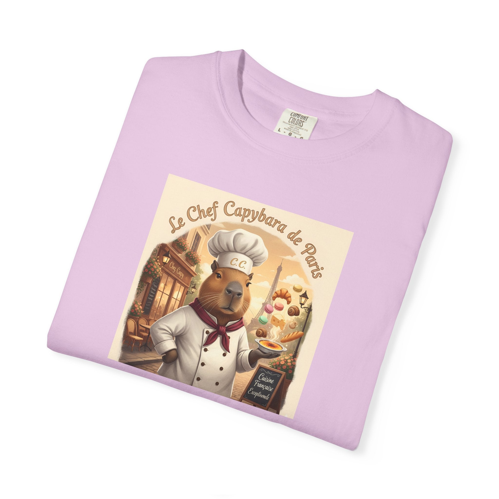 Vintage French Pâtissier Capybara Chef T-shirt | Bakery Illustration