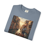 Capybara Venice Gondola Sunset T-shirt | Scenic Canal Travel Art