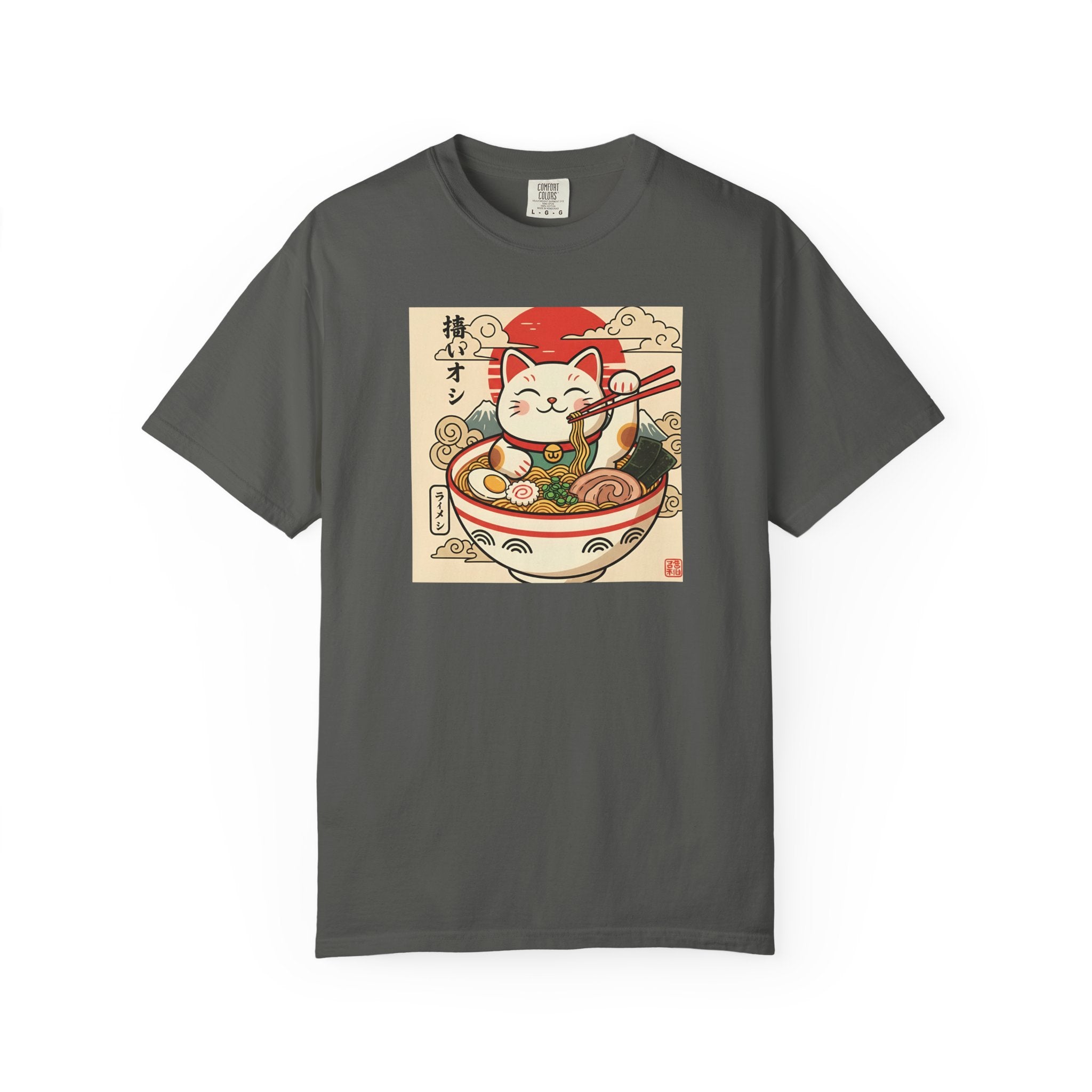 Maneki Neko Ramen Cat T-shirt | Lucky Cat Bowl Graphic Japanese Style