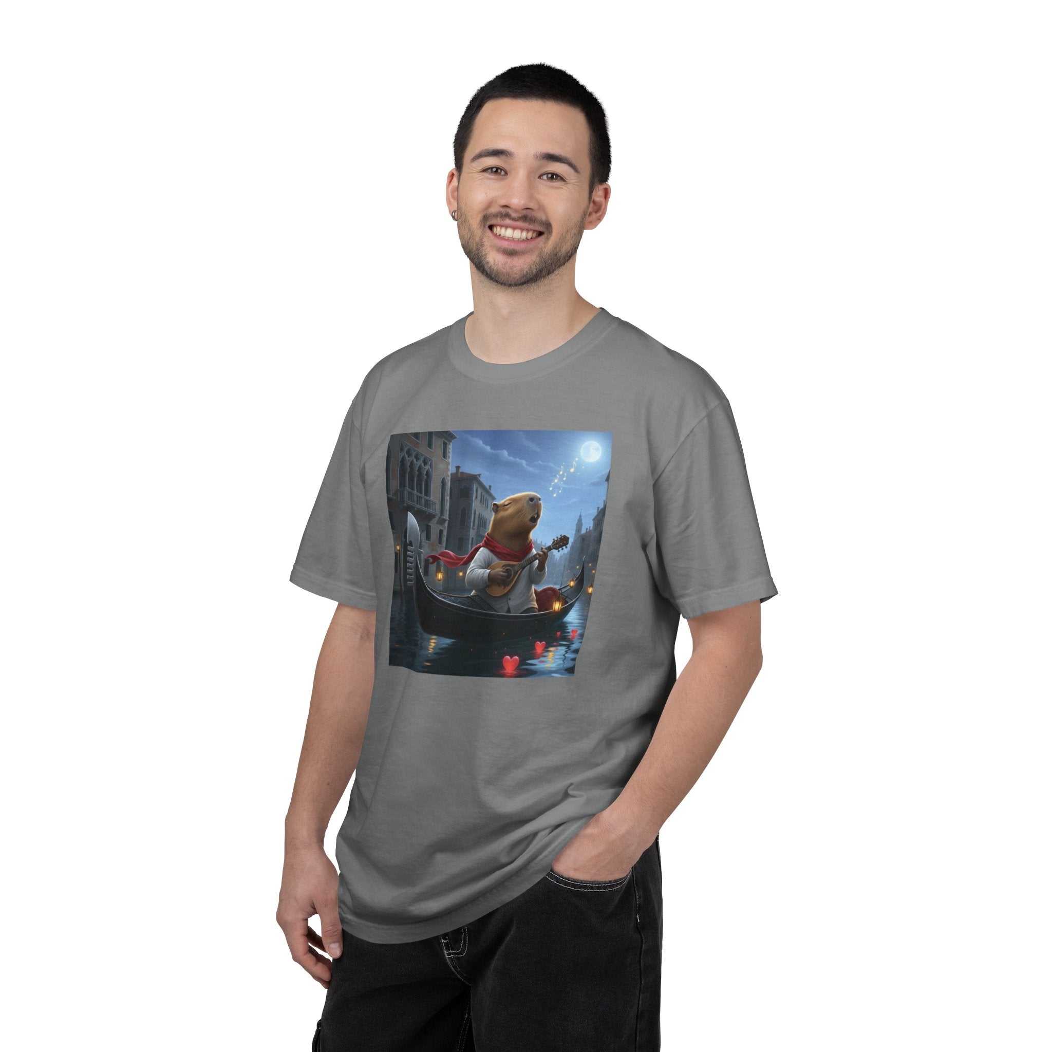 Capybara Gondolier Venice Night T-shirt | Romantic Venetian Canal Illustration