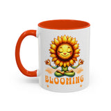 Blooming Sunflower Mug | Yoga Meditating Sunflower Ceramic Mug