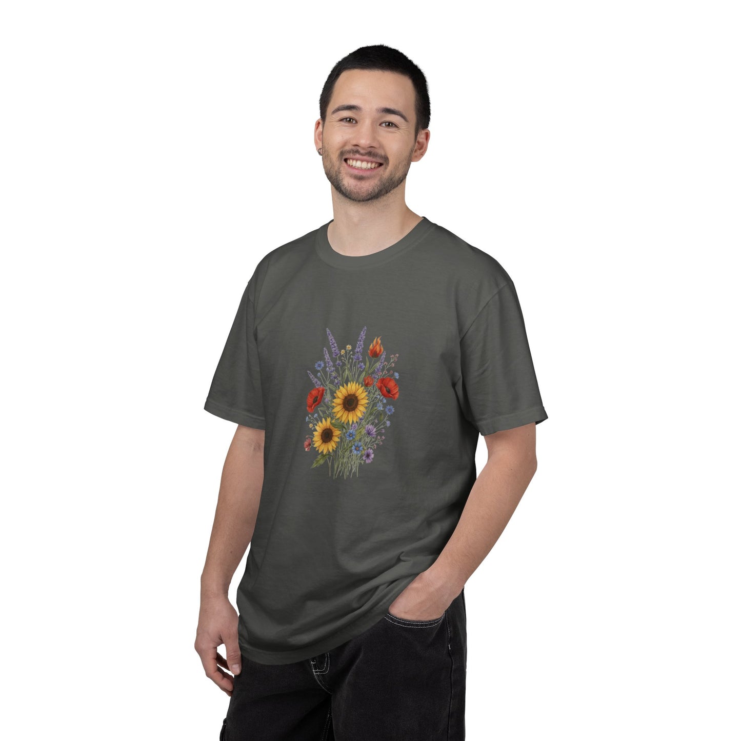 Sunflower and Wildflower Bouquet T-Shirt | Floral Botanical Garden Tee